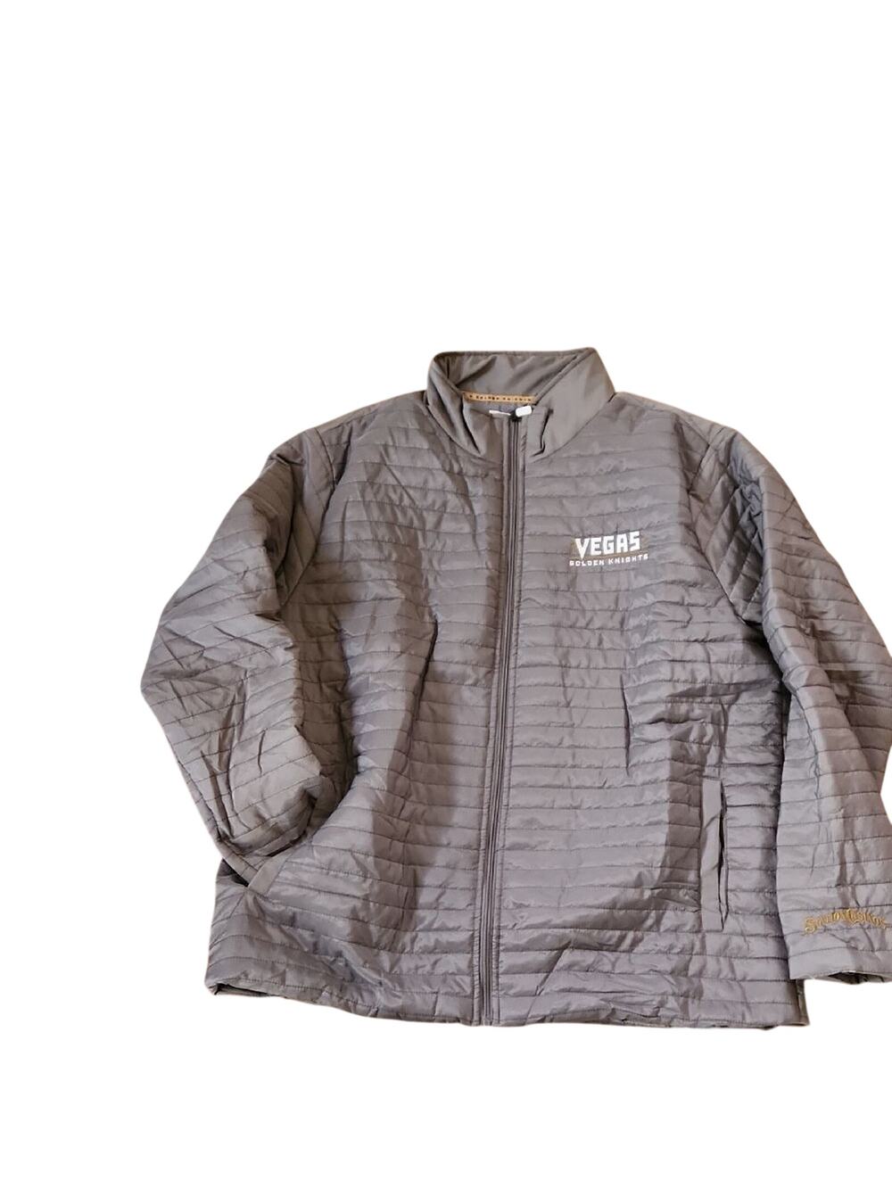 Gray Puffer Jacket with Quilted Design Vegas Golden Knights